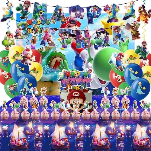 Decoraciones de fiesta de cumpleaños de Mario, ju